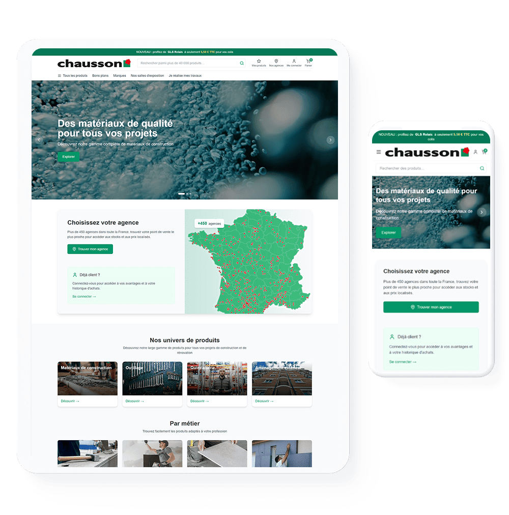 Chaussmon Matériaux Redesign mobile
