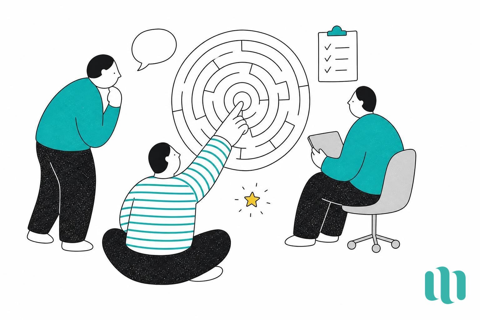un labyrinthe traversé par un doigt