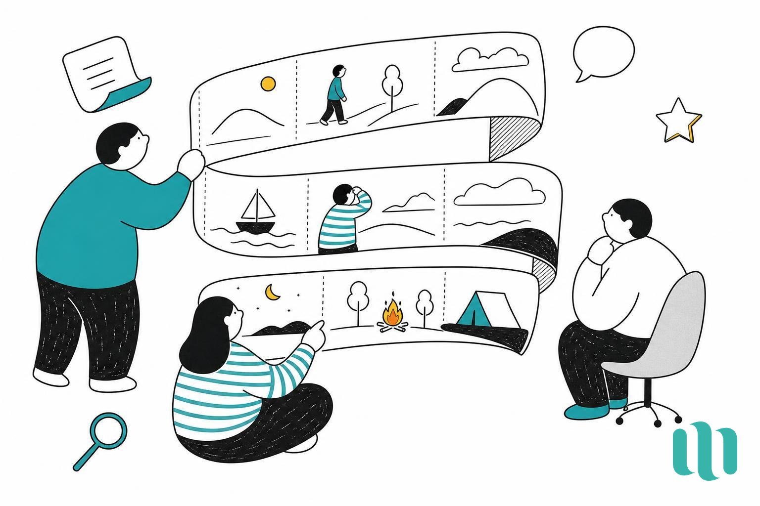 une carte narrative en bandes horizontales