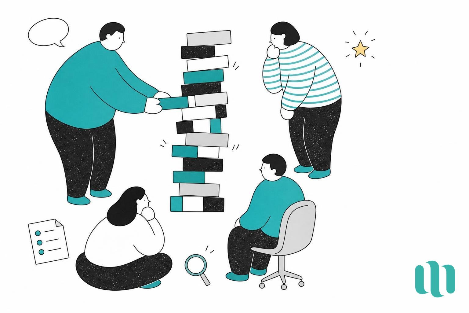 une tour de blocs instable